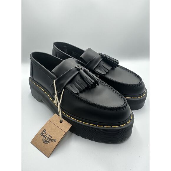 Womens Sz 8 Dr Martens Shoes Adrian Quad Platform Loafer Leather Black Mens 7 - Picture 3 of 7